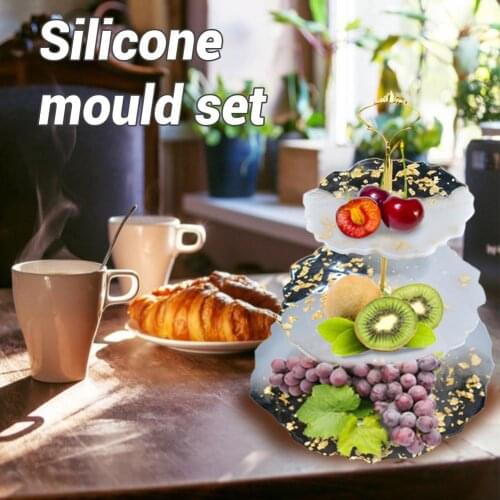 DIY Three-Layer Fruit Tray Mold Tea Tray Silicone Mold Crystal Epoxy Storage Box Mold Swing Table Tray Resin Mold For Kitchen