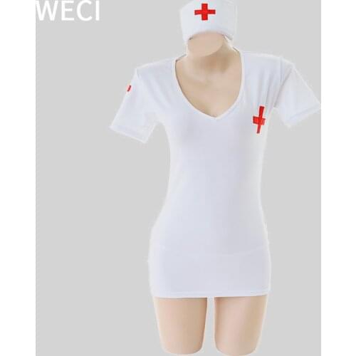 WECI Robe Nurse Dress Uniform Doctor Under Wear Women Erotic Wives Costume Ladies Lingerie Transparent Femme Sexy Outfit For Sex
