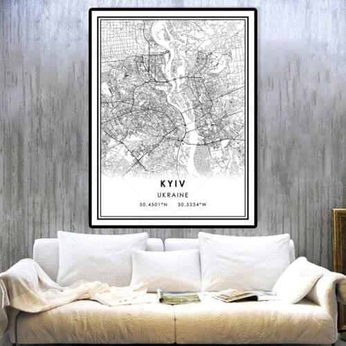 City Map KYIV Wall Art Canvas Painting Nordic Posters And Prints Wall Pictures For Living Room