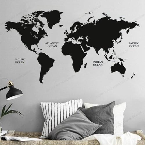 World Map Wall Sticker vinyl Home Office Decor Map Large wall Decal removable wall art mural HJ684