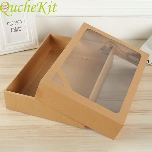 Kraft Paper Box Christmas Gift Packaging Gift Boxes Window Candy/Cake/Soap/Cookie/Cupcake Display Box For Baby Shower Wedding