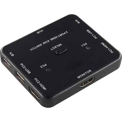 HDMI KVM Switch 1.4v Switcher 2 Port PCs Sharing 2 Devices for Keyboard Mouse Printer Monitor Selector HDMI Switch KVM