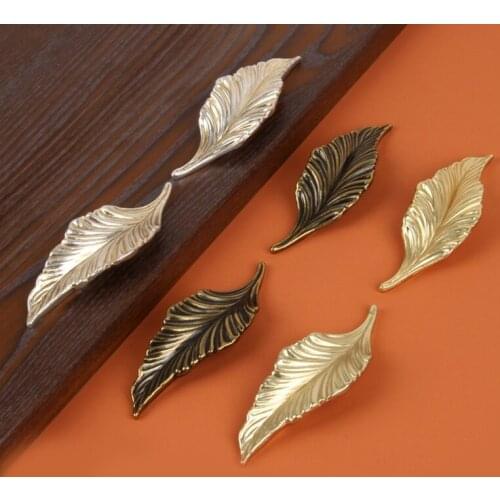 Metal Cupboard Door Home Handle Decoration Cabinet Knob Leaf Design Pulls Furniture Hardware Simple Design Dresser