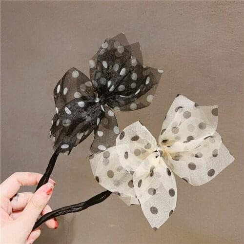 Fashion Net Yarn Polka Dot Hair Bow Head Hair Tools Headwear Pan Head Lazy Fluffy Elegant Barrette Temperament Hair Accessories