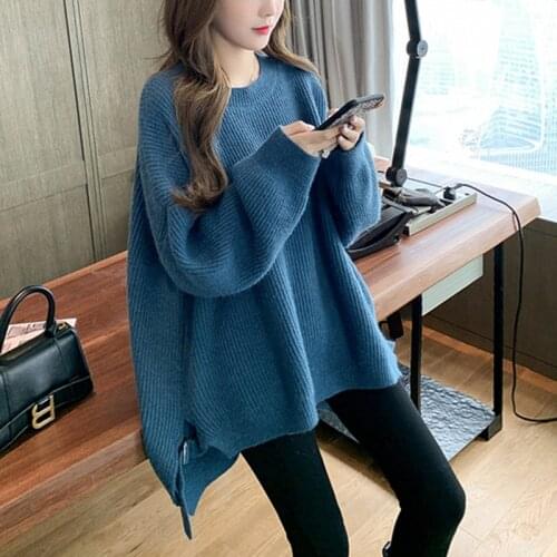 2021 New Spring Autumn Plus Size Womens Loose Lazy Knitted Sweater Thicken Warm Bottoming Shirt Clothes Winter Female Top