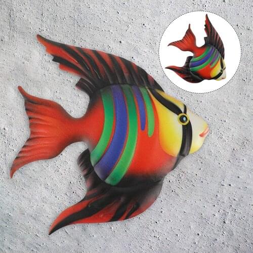 Painted Metal Wall Art Decoration Wrought Iron Fish Hanging Ornaments For Home Living Room Garden @ls