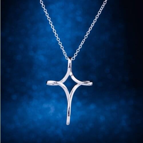 Cross interlaced shiny silver plated Necklace 925 jewelry silver Pandant Fashion Jewelry YUETMKAV