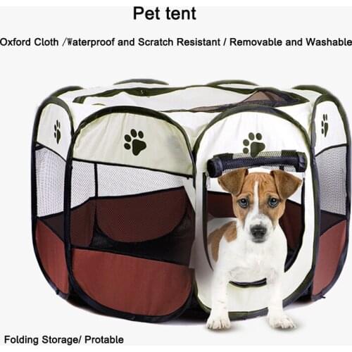 Portable Folding Pet Tent Octagonal Cage Cat Tent Cat Dog Delivery Room Outdoor Big Dog House Anti Scratch Washable Pet Bed