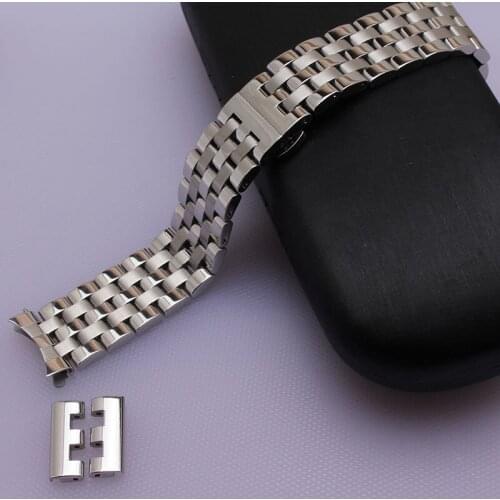 16mm 18mm 20mm 22mm 24mm Stainless Steel Watches Band Straps Silver Black Mens High quality Metal Watchband Bracelet curved ends