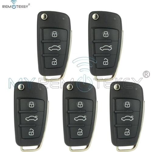 Remtekey 5pcs 8P0 837 220 D 3 button 434 mhz ID48 HU66 for Audi A3 TT 2006 - 2013 Flip car remote key
