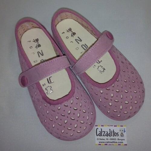 Zapy for girls pink serraje leather shoes with velcro