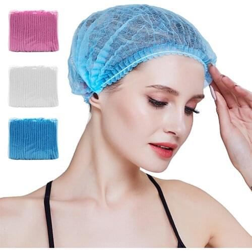 100pcs Disposable Hair Head Covers Net Bouffant Dustproof Anti Dust Caps Breathable Shower Bathing Hats Kitchen Industrial