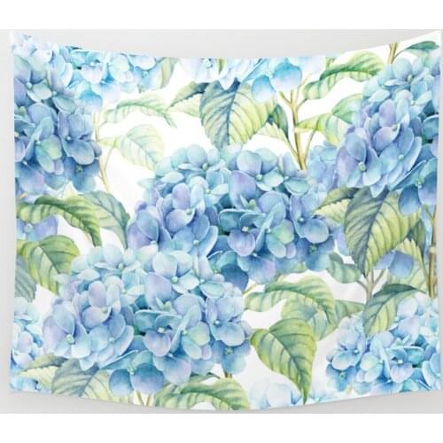 Blue Hydrangea Tapestry Flower Wall Hanging Room Carpet Bedspread Beach Mat Tapestries Art Home Accessories
