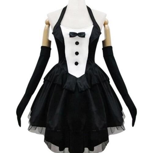 3Pcs Women Bunny Tuxedos Dress Gloves Headband Halloween Cosplay Costume Set Bunny Costume, Three-Piece, Cosplay/Halloween Prop