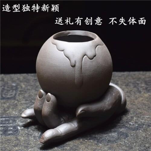 Water culture green radish vessel hydroponics plant vessel small monk creative vase bronze clover personality poreless pot room
