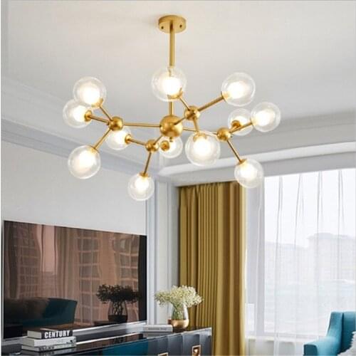 Modern minimalist living room personality glass chandelier restaurant bedroom living room Nordic lamp post modern chandelier