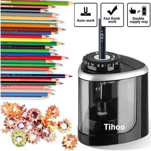 Tenwin/Tihoo 8005 Students Electric/Manual 2 in 1 Pencil Sharpener Portable Automatic Pencil Sharpener Office School Supplies