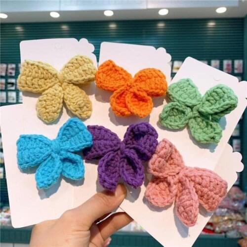 Childrens Sweet Knitted Hair Pins Baby Girls Accessories Set Hair Clips Hairpins Barrettes Kids Cute Birthday Gift Hair Wear
