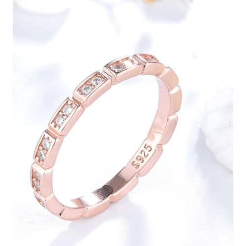 Women Sparkling sterling silver cz full finger ring rose gold color high quality jewels For Women Wedding Engagement Anniversary