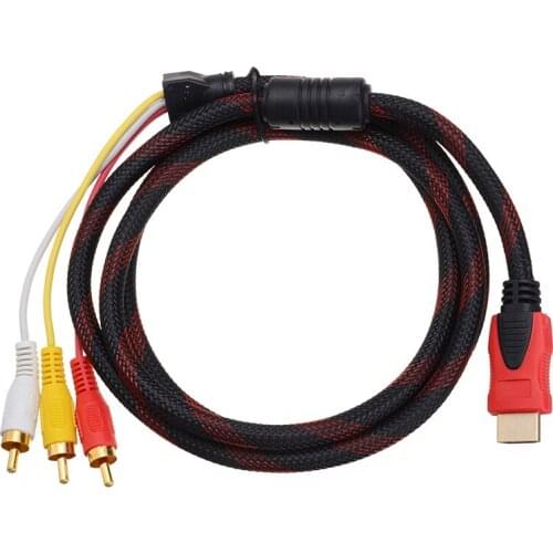 1.5m LCD Male To 3 RCA Video Audio AV Component Converter 1080p HDTV Digital Signal Transmitter Adapter Cable