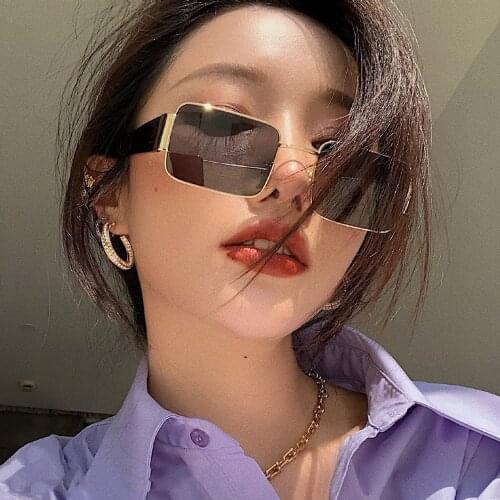 2021 Vintage Square Metal Men Sunglasses Anti-Reflective Mirror Women Over Sized Brands Design Glasses New Sun Glasses Uv400