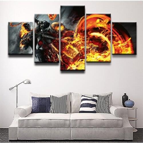 Canvas Printed 5 Pieces Comics Ghost Rider Painting Poster Home Decor For Living Room Modern Wall Art Modular Pictures