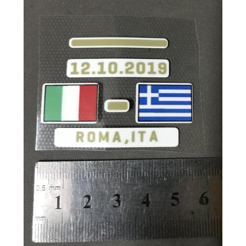 5Pcs One Lot 2020 Italy Match Details Italy Vs Greece Game Match Date Soccer Patch badge