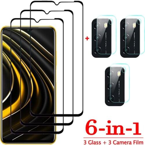 6-in-1, 9d glass for poco-m3 tempered glass poco m3 pro 5g camera film pocophone m 3 pro xiaomi poco m3 screen protector poco m3