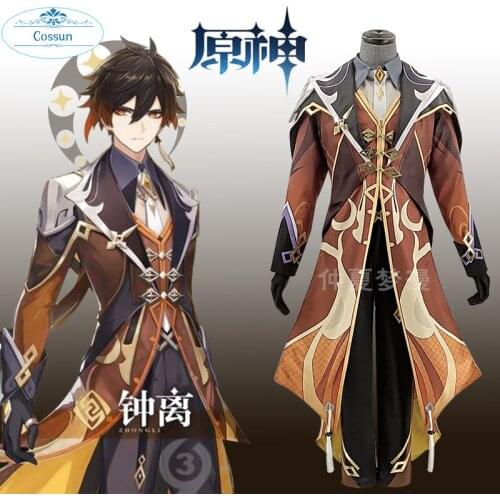 Anime! Genshin Impact Liyue Harbor Zhongli Game Suit Handsome Uniform Cosplay Costume Halloween Party Outfit 2020 NEW For Men