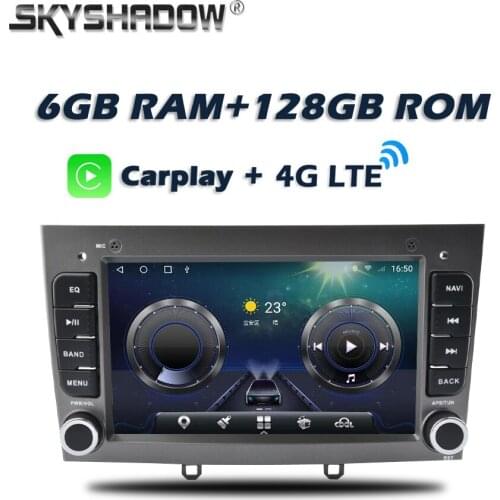 Carplay 7" IPS DSP Android 10.0 4G + 64G SIM Car DVD Player GPS Map WIFI Bluetooth RDS Radio For PEUGEOT PG 308 408 2007 - 2010