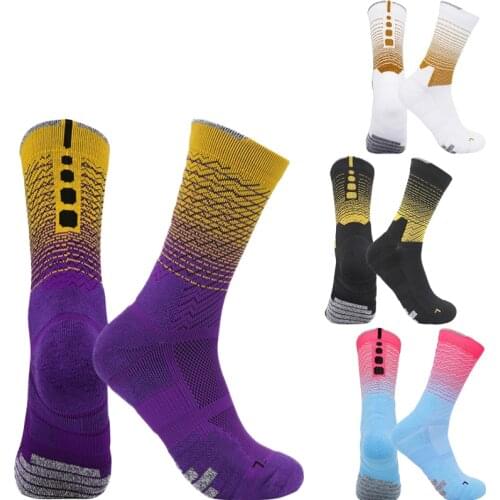 Basketball Socks Men Elite Crew Dry Fit Thick Socks Soft Terry Cushion Pad Contrast Color Sports Socks