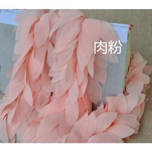 Free Shipping Chiffon Flower Petals Fringe Lace Trim Accessories Leaves Lace Fabric DIY Material