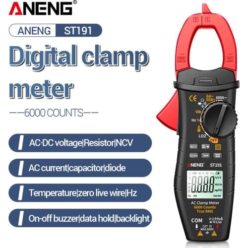 ST191 Digital Clamp Meter 6000Counts High-precision DC AC Voltage Automatic Multimeter Ohm Capacitance Resistance Tester