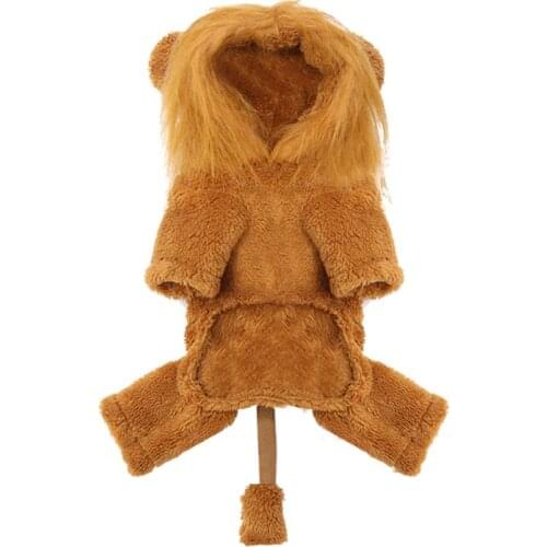 Pet Dogs Cats Cartoon Lion Outfits Halloween Christmas Cosplay Hoodie Costume B2QB