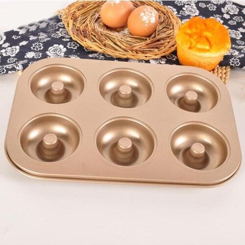6 Cavity Doughnuts Mould Mini Toast Baking Mold Non-stick Chocolate Tray Carbon Steel Cup Cake Mould Home Kitchen Accessories