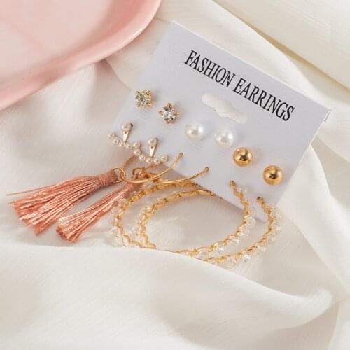 Fashion Golden Earrings Set For Women Tassel Drop Earring Vintage Geometric Circle Earrings 2021 New Summer Jewelry Girls Party