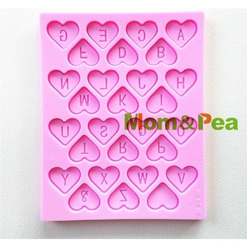 Mom&Pea 0884 Free Shipping Heart Letters Shaped Silicone Mold Cake Decoration Fondant Cake 3D Mold Food Grade