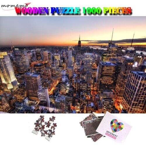 MOMEMO New York City Adults 1000 Pieces Puzzle Modern City Landscape Jigsaw Puzzles Wooden Adult Puzzle Toys Kids Friends Gifts