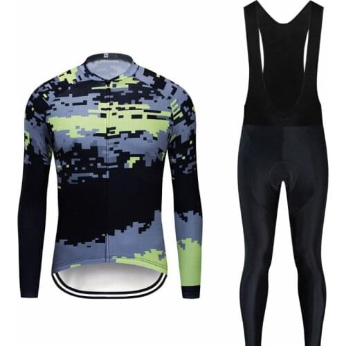 Men’s Cycling Jersey with Overalls Fashion Camouflage or Gradient Quick Dry Bike Clothing Suit Size S-XXXL