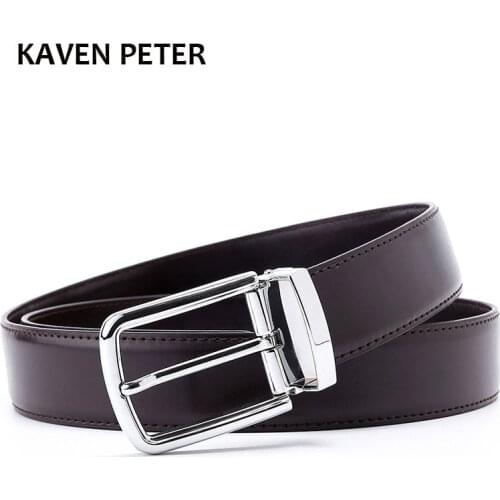 Mens Formal Leather Belt Waist Metal Pin Buckle With Clip Belts Silver Color Buckle For Men Belts Solid Pattern Black Brown
