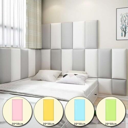 Rectangular Kids Bed Anti-Collision Soft Pack Surrounding Wall Stickers Three-dimensional Imitation Leather Texture Wall Sticker