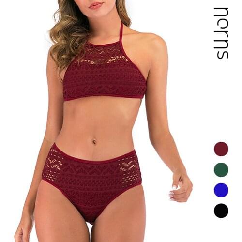 Norns Plus Size Ladies Sexy Mesh Split Quick-drying Swimsuit High Elastic Open Back Swimsuit Bikini