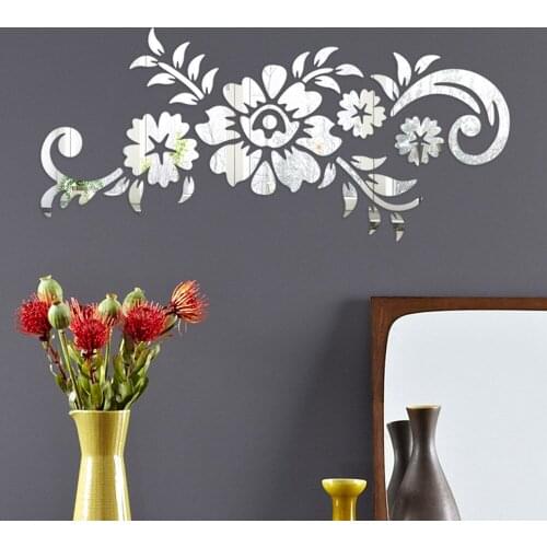 New Flowers Leaf Wall Sticker DIY Stickers Mirror Stickers Decal For Living Room Bedroom Bathroom Nordic Decor Vanity Small Mir