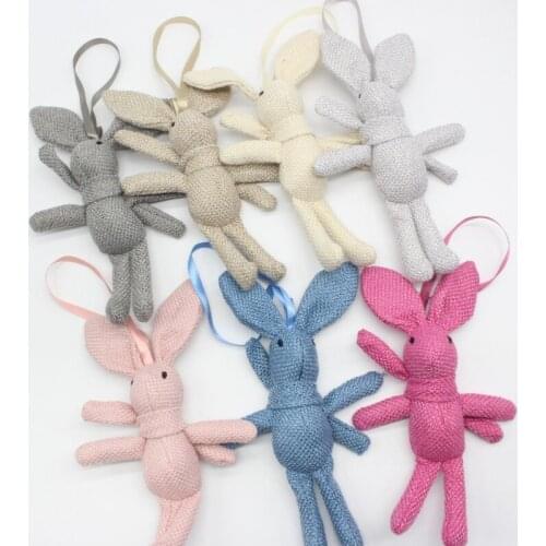 New Cute Soft Rabbit Plush Doll Keychain Plush Toy Wishing Rabbit Linen Long-legged Rabbit Bag Bouquet Pendant DIY Rabbit Doll
