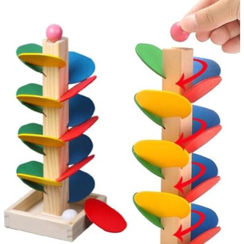 Montessori Educational Toy Blocks Wooden Tree Marble Ball Run Track Game Baby Kids Intelligence Early Juguetes Education