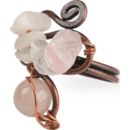 Great idea Pink Quartz Stone Adjustable Ring FH10452