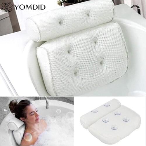 Breathable 3D Mesh Spa Bath Pillow with Suction Cups Neck and Back Support Spa Pillow for Home Hot Tub Bathroom Accessories