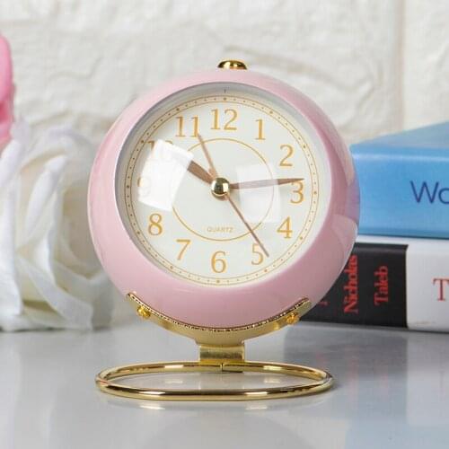 Retro alarm clock silent pointer clock wheel number loud alarm clock ring base bedside night light home bedroom decoration