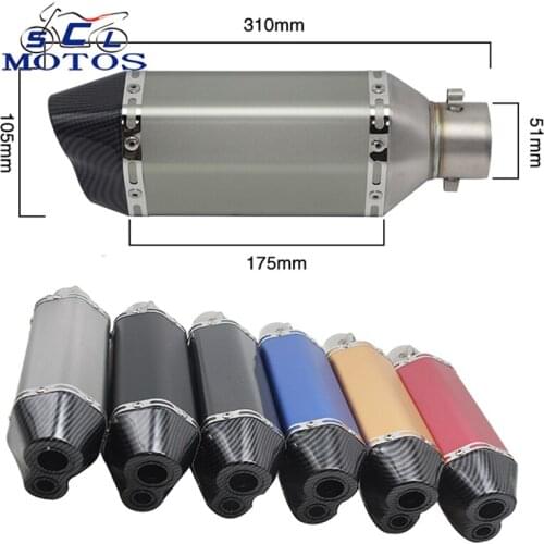 Sclmotos-38-51mm Motorcycle Ak Exhaust Modify Motocross Exhaust Muffler ATV Dirt Pit Bike Race FZ6 CBR250 CB600 MT07 XMAX