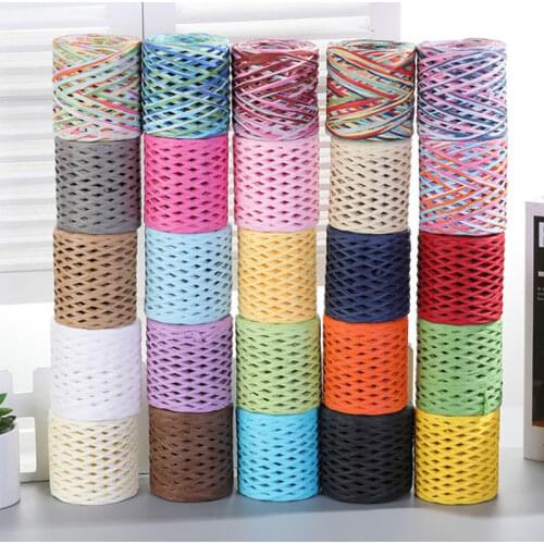 1Pc=200m Raffia Yarn for crocheting Hand knitting Lafite Straw Paper Yarn Crochet Hat Bags line Packaging Belt Rope Threads